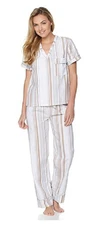 Concierge Collection Elements Striped 2-piece Pajamas, Neutral, Size XS/S