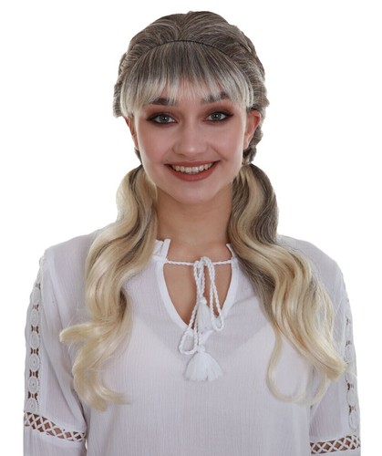 Old Lady Costume Set For Kids & Women - 100 Days Of School Black White Bun Wig, Glasses, Pearl Necklace & Bracelet Accessories