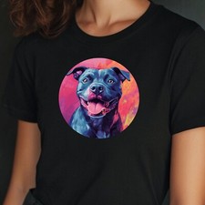 T-Shirt Frauen Pitbull Portrait Motiv Baumwolle Größe XS bis 3XL