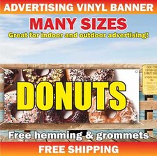 DONUTS Advertising Banner Vinyl Mesh Sign dessert treats cake doughnut bagel