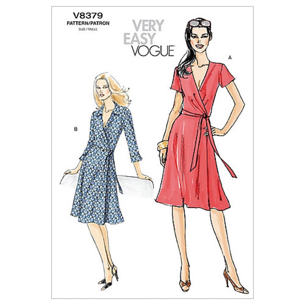 Vogue Ladies Easy Sewing Pattern 8379 Wrap Dresses with Side Ties (Vogue-8379-M)  | eBay