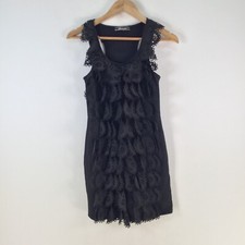 Lumier dress womens S bodycon black ruffle detail stretch sleeveless mini 112625