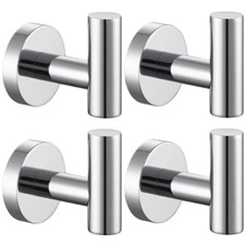 J-Hook Robe/Towel Hook in Polished Chrome 4 Pack 