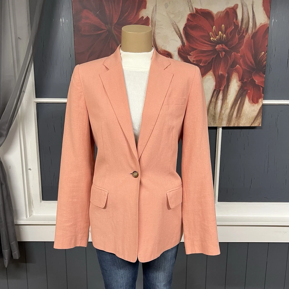 Женский блейзер Orvis размер 6 льняной спортивный костюм куртка дыня на одной пуговице - Изображение 2 из 4