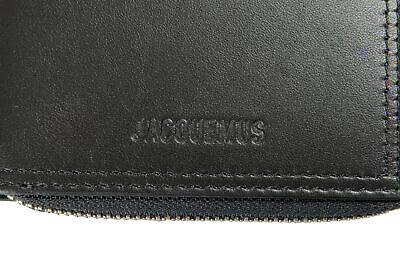 JACQUEMUS グロス加工 レザー ウォレット Jacquemus Le Carré Rond Lanyard Square 100% Leather Zip