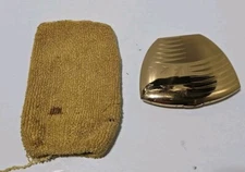 Vintage Elgin American Powder Compact 6 Leaves On Top Gold Tone With Bag USA