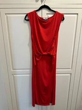 H by Halston Sleeveless Bow Maxi Dress RED size S/P Small/Petite