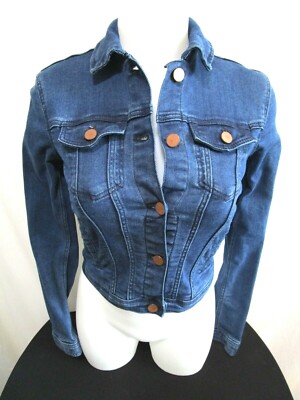 H&M Divided Dark Wash Blue Stretch Denim Trucker Jean Jacket
