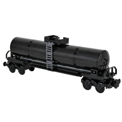 Zugfracht 4-achsig Wagen MOC City schwarz Tanker Frachtschiene Güterbau Bl