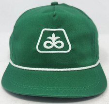 Vintage 80s Pioneer Seed Rope Hat Snapback K-Products Made In USA Trucker Green