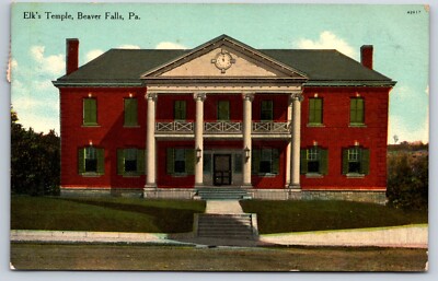 Beaver Falls PA DB Postcard Benevolent and Protective Order of Elks Temple