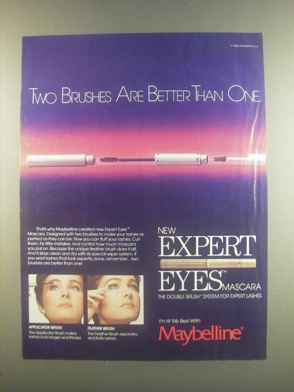 1985 Maybelline Expert Eyes Mascara Ad – Smoother Longer Lashes Than Ever