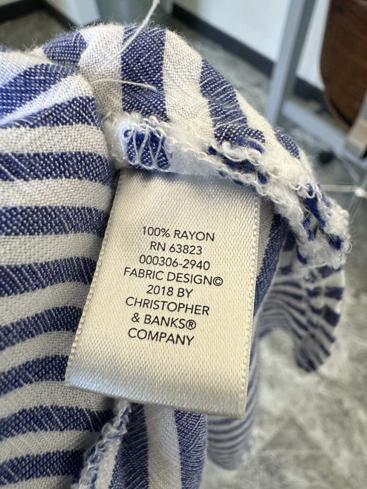 CJ Banks-1X-blue And White Striped V-neck Button Down Shirt