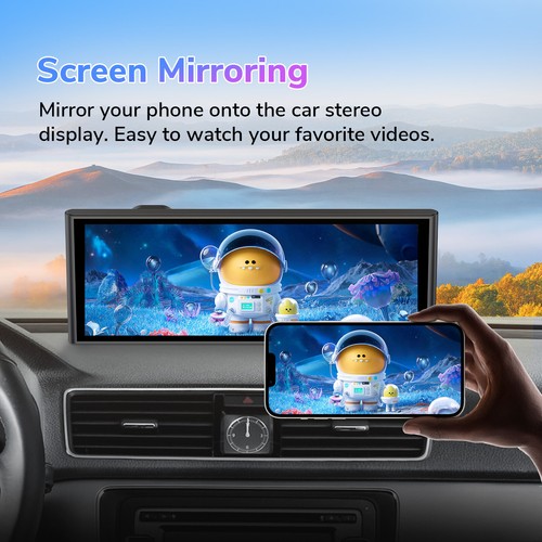 10.26" Portable Car Stereo Radio Wireless Apple Carplay/Android Auto 4K Dash Cam - Picture 8 of 17
