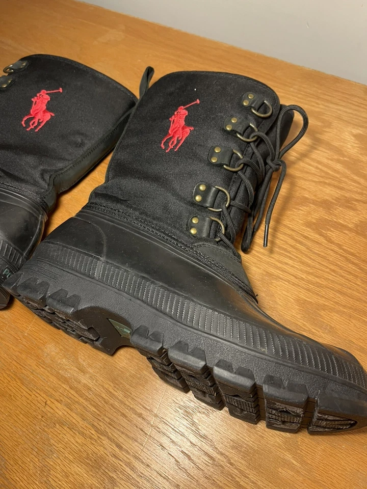 Botas de nieve de goma Polo Ralph Lauren Crestwick negras con pony rojo para hombre talla 9D Liam Foto 4 de 4