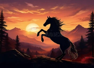 Black Horse Digital Wallpaper HD Image High Res Desktop Picture Background 16:9