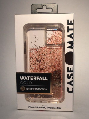 iPhone 11 Pro Max Case Mate Waterfall Gold Case, Open Box, Nice, Liquid Glitter
