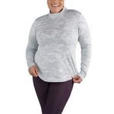 Spyder Tech Quarter Zip Top Womens 3X Gray Camo Long Sleeve Thumb Holes NEW