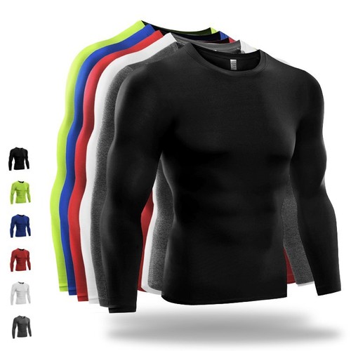 Men Long Sleeve Compression Shirt Base Layer Tight Tops Fitness