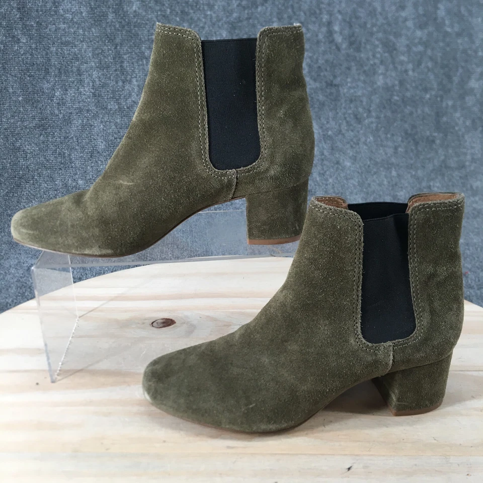 Madewell Botas Mujer 6.5 Chelsea Tacón Botín Verde Gamuza Cuero Informal Foto 2 de 4