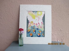 vintage art nouveau illustration of princess and fairy by Janet Laura Scott 1922