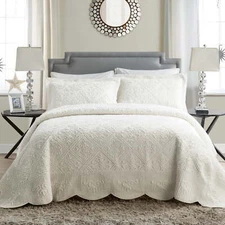 VCNY Home Westland 3-Piece Ivory Solid Tile Bedspread Set, Queen, Adult, Unisex