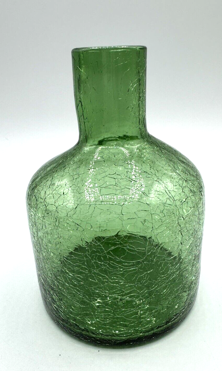 Green Crackle Art Glass Flower Bud Vase 6