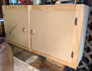 Vintage Double Door Wooden Workshop Storage Cabinet Handcrafted Ebay