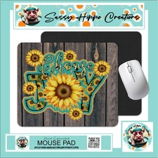 Mouse Pad Choose Joy Sunflowers Rustic Wood A...