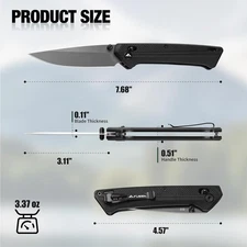 FLISSA Folding Pocket Knife G10 Handle Ball Bearing D2 Steel Blade Shaft Lock US