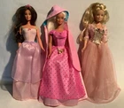 Vintage 3 Barbies Anneliese Pink Dress tulle 2004, Rapunzel Dress Cape, Princess