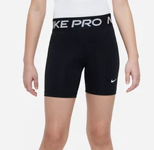 Nike Pro (Kids) Girls' 5" Black/White Dri-FIT Training Shorts (DA1033-010) L/XL