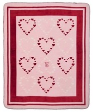 VICTORIAS SECRET PINK with RED HEARTS THROW BLANKET LOVE Free Shipping