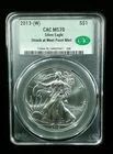 2013-(W)  S$1 American Silver Eagle CAC MS70 Struck At West Point #7434