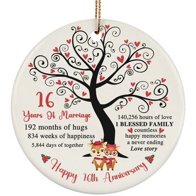 16 Years Love Story Ornament Happy 16th Anniversary Deer Couple Christmas Gift