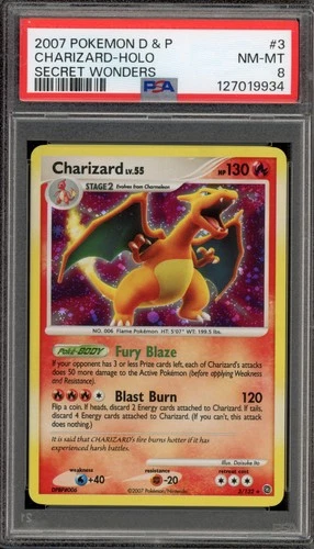 Pokemon Charizard Secret Wonders Holo Rare #3 PSA 8
