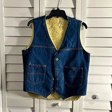 Blue Jean Vest Vintage Sherpa lining Size M