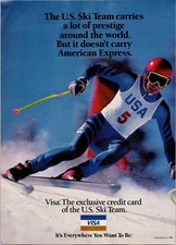Visa US Ski Team Magazine Ad 1989 Vintage Skiing American Express Winter Sports