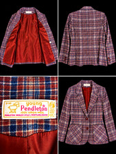 Vintage Pendleton Young Pendleton Plaid Wool Blazer Jacket Lined Pockets S