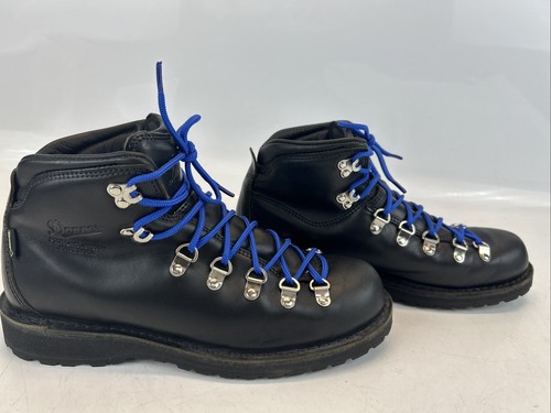 Danner Mountain Pass Black Glace Boots Size 9 Black GTX Blue Lace 0090810 Vibram