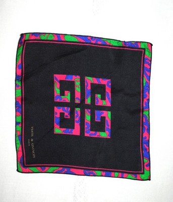 ** Vintage Seide Tuch Einstecktüchlein  80er YSATIS  de GIVENCHY 20x20cm **