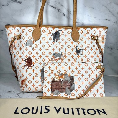 Louis Vuitton Catogram Neverfull Bag Ivory MM Grace Coddington Cat