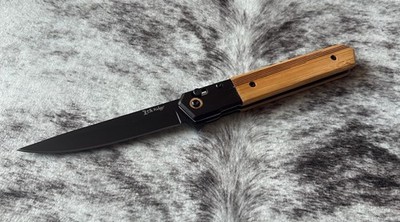8.5  Folding Knife Slim CEO All Metal Black Wood Elk Ridge Spring Assist