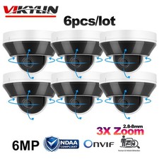 6 Pack Vikylin 6MP 3X Zoom PTZ Dome POE IP Camera IR Mic W/ Remote View App RTSP