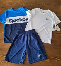 Boy's 3 Pc REEBOK Athletic Set Navy Blue Green White Size 6