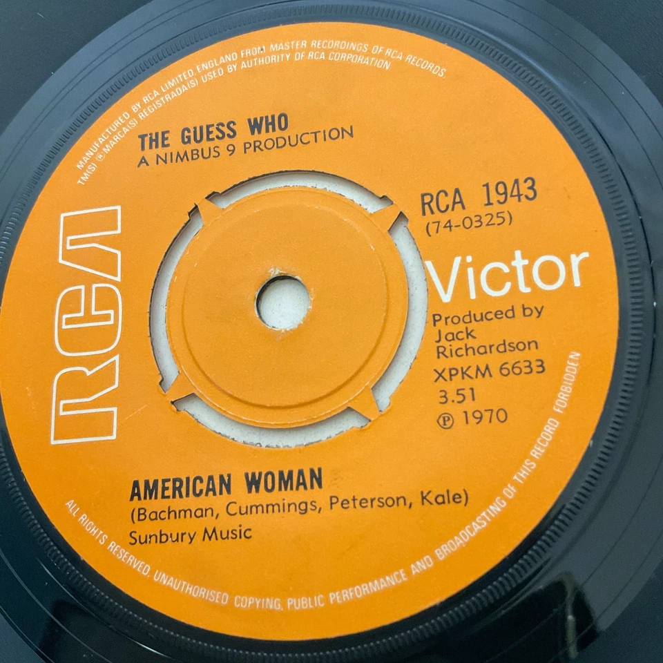 The Guess Who - American Woman / No Sugar Tonight - 7" Vinyl Single EX 1970 RCA - Image 4 of 4