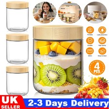 4PCS Overnight Oats Jars Airtight Oat Container 500ML Breakfast Jars Bamboo Lid