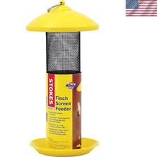 Hanging Yellow Finch Feeder with Metal Roof   Perfect for Attracting Birds