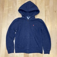 Polo Ralph Lauren Boys Navy Blue Full Zip Hoodie Pony Logo Size S 7