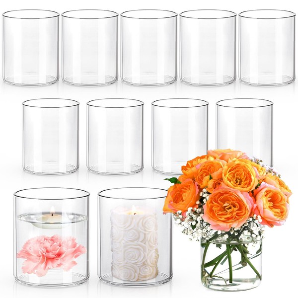 Glasvasen Set Tischdeko Hochzeit Zylinder Vasen 10,2 Cm 12 StüCk Transparent-image